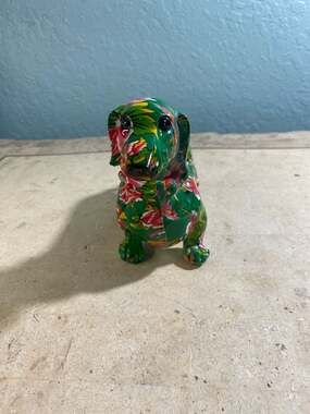 GROOVY ART bright coloured Dachshund ornament figurine Sausage Dog lover gift